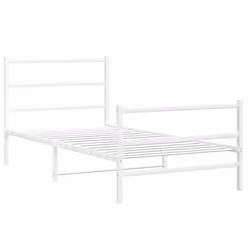 vidaXL Metal Bed Frame with Headboard and Footboard Bed BaseÂ White 100x190 cm
