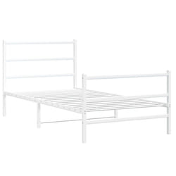 vidaXL Metal Bed Frame with Headboard and Footboard Bed BaseÂ White 100x190 cm