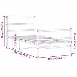 vidaXL Metal Bed Frame with Headboard and Footboard Bed BaseÂ White 100x190 cm - Additional view 9