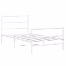 vidaXL Metal Bed Frame with Headboard and Footboard Bed BaseÂ White 100x200 cm