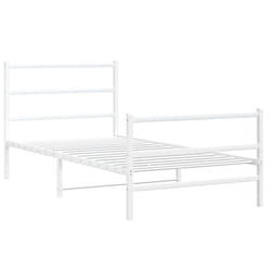 vidaXL Metal Bed Frame with Headboard and Footboard Bed BaseÂ White 100x200 cm