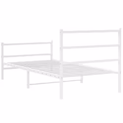 vidaXL Metal Bed Frame with Headboard and Footboard Bed BaseÂ White 100x200 cm - Additional view 6