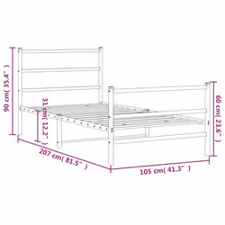 vidaXL Metal Bed Frame with Headboard and Footboard Bed BaseÂ White 100x200 cm - Additional view 9