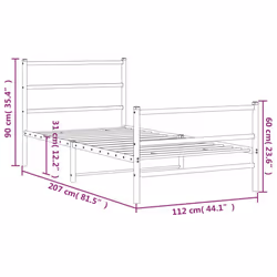 vidaXL Metal Bed Frame with Headboard and Footboard Bed BaseÂ White 107x203 cm - Additional view 9