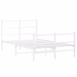 vidaXL Metal Bed Frame with Headboard&Footboard White 120x190 cm Small Double