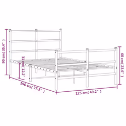vidaXL Metal Bed Frame with Headboard&FootboardÂ White 120x190 cm Small Double