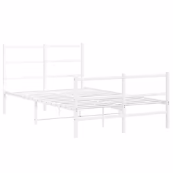 vidaXL Metal Bed Frame with Headboard and Footboard Bed Base White 120x200 cm