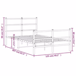 vidaXL Metal Bed Frame with Headboard and Footboard Bed BaseÂ White 120x200 cm - Additional view 9