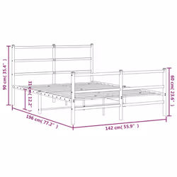 vidaXL Metal Bed Frame with Headboard and FootboardÂ White 135x190 cm Double