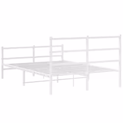 vidaXL Metal Bed Frame with Headboard and FootboardÂ White 135x190 cm Double - Additional view 6