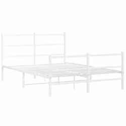 vidaXL Metal Bed Frame with Headboard and Footboard Bed Base White 140x190 cm