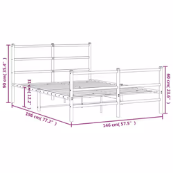 vidaXL Metal Bed Frame with Headboard and Footboard Bed BaseÂ White 140x190 cm