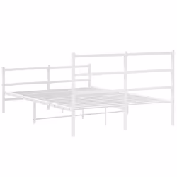 vidaXL Metal Bed Frame with Headboard and Footboard Bed BaseÂ White 140x190 cm - Additional view 6