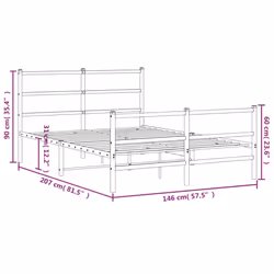 vidaXL Metal Bed Frame with Headboard and Footboard Bed BaseÂ White 140x200 cm