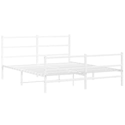 vidaXL Metal Bed Frame with Headboard and FootboardÂ White 150x200 cm King Size