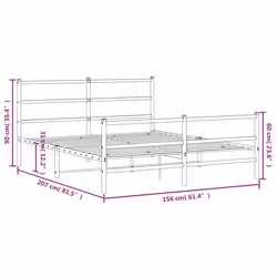 vidaXL Metal Bed Frame with Headboard and FootboardÂ White 150x200 cm King Size