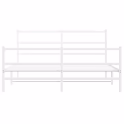 vidaXL Metal Bed Frame with Headboard and FootboardÂ White 150x200 cm King Size - Additional view 4