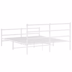 vidaXL Metal Bed Frame with Headboard and FootboardÂ White 150x200 cm King Size - Additional view 6