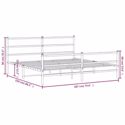 vidaXL Metal Bed Frame with Headboard and Footboard Bed BaseÂ White 183x213 cm