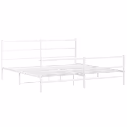 vidaXL Metal Bed Frame with Headboard and Footboard Bed Base White 193x203 cm