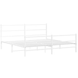 vidaXL Metal Bed Frame with Headboard and Footboard Bed BaseÂ White 193x203 cm