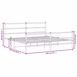 vidaXL Metal Bed Frame with Headboard and Footboard Bed BaseÂ White 193x203 cm