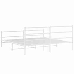vidaXL Metal Bed Frame with Headboard and Footboard Bed BaseÂ White 193x203 cm - Additional view 6