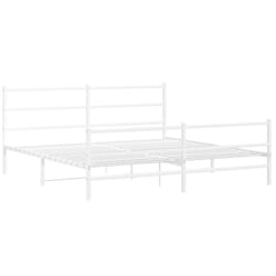 vidaXL Metal Bed Frame with Headboard and Footboard Bed BaseÂ White 200x200 cm