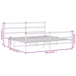 vidaXL Metal Bed Frame with Headboard and Footboard Bed BaseÂ White 200x200 cm