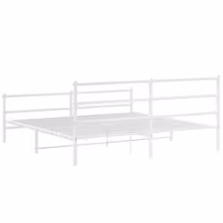 vidaXL Metal Bed Frame with Headboard and Footboard Bed BaseÂ White 200x200 cm - Additional view 6