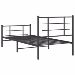 vidaXL Metal Bed Frame with Headboard Home Bed Base Bedstead Black 90x200 cm - black, 90 x 200 cm/with headboard & footboard - Additional view 6