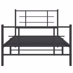 vidaXL Metal Bed Frame with Headboard Home Bed Base Bedstead Black 90x200 cm - black, 100 x 200 cm/with headboard & footboard - Additional view 4
