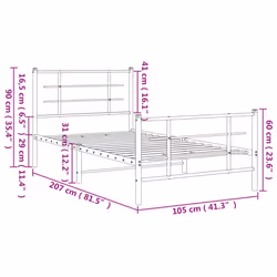 vidaXL Metal Bed Frame with Headboard Home Bed Base Bedstead Black 90x200 cm - black, 100 x 200 cm/with headboard & footboard - Additional view 9