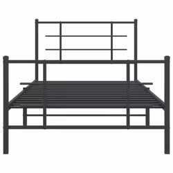 vidaXL Metal Bed Frame with Headboard Home Bed Base Bedstead Black 90x200 cm - black, 107 x 203 cm/with headboard & footboard - Additional view 4