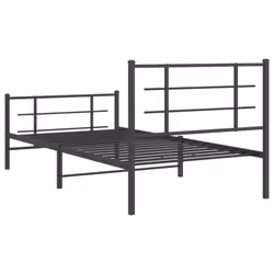 vidaXL Metal Bed Frame with Headboard Home Bed Base Bedstead Black 90x200 cm - black, 107 x 203 cm/with headboard & footboard - Additional view 6