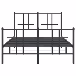 vidaXL Metal Bed Frame with Headboard Home Bed Base Bedstead Black 90x200 cm - black, 120 x 190 cm/with headboard & footboard - Additional view 4