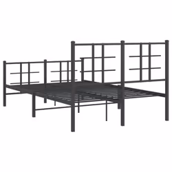vidaXL Metal Bed Frame with Headboard Home Bed Base Bedstead Black 90x200 cm - black, 120 x 190 cm/with headboard & footboard - Additional view 6