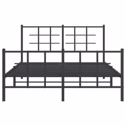 vidaXL Metal Bed Frame with Headboard Home Bed Base Bedstead Black 90x200 cm - black, 135 x 190 cm/with headboard & footboard - Additional view 4