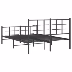 vidaXL Metal Bed Frame with Headboard Home Bed Base Bedstead Black 90x200 cm - black, 135 x 190 cm/with headboard & footboard - Additional view 6