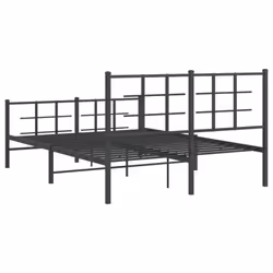 vidaXL Metal Bed Frame with Headboard Home Bed Base Bedstead Black 90x200 cm - black, 140 x 190 cm/with headboard & footboard - Additional view 6