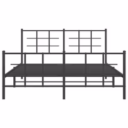 vidaXL Metal Bed Frame with Headboard Home Bed Base Bedstead Black 90x200 cm - black, 150 x 200 cm/with headboard & footboard - Additional view 4