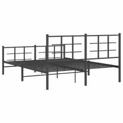 vidaXL Metal Bed Frame with Headboard Home Bed Base Bedstead Black 90x200 cm - black, 150 x 200 cm/with headboard & footboard - Additional view 6
