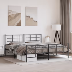 vidaXL Metal Bed Frame with Headboard Home Bed Base Bedstead Black 193x203 cm - with headboard & footboard, 183 x 213 cm - Additional view 2