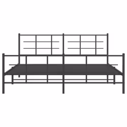 vidaXL Metal Bed Frame with Headboard Home Bed Base Bedstead Black 193x203 cm - with headboard & footboard, 183 x 213 cm - Additional view 4