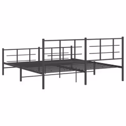 vidaXL Metal Bed Frame with Headboard Home Bed Base Bedstead Black 193x203 cm - with headboard & footboard, 183 x 213 cm - Additional view 6