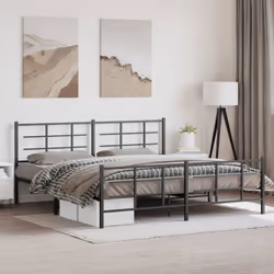 vidaXL Metal Bed Frame with Headboard Home Bed Base Bedstead Black 193x203 cm - with headboard & footboard, 193 x 203 cm - Additional view 2