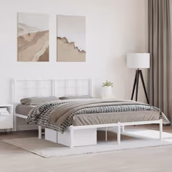 vidaXL Metal Bed Frame with Headboard Home Bed Base Bedstead Black 90x200 cm - white, 160 x 200 cm/with headboard - Additional view 2