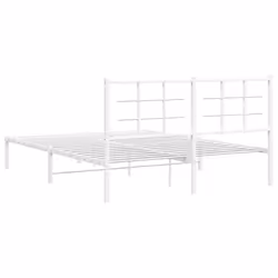 vidaXL Metal Bed Frame with Headboard Home Bed Base Bedstead Black 90x200 cm - white, 160 x 200 cm/with headboard - Additional view 6