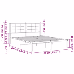 vidaXL Metal Bed Frame with Headboard Home Bed Base Bedstead Black 90x200 cm - white, 160 x 200 cm/with headboard - Additional view 9