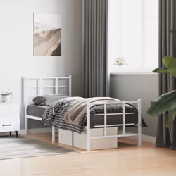 vidaXL Metal Bed Frame with Headboard Home Bed Base Bedstead Black 90x200 cm - white, 80 x 200 cm/with headboard & footboard - Additional view 2